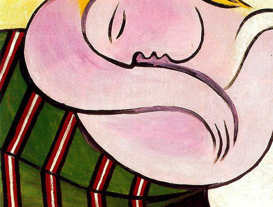 Raffigurazione pittorica di pablo Picasso intitolata 'Donna con capelli biondi'.