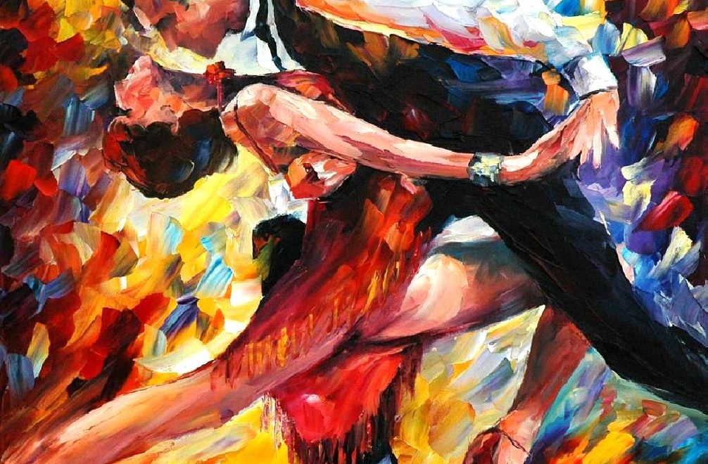 Leonid Afremov, oil on canvas, Tango